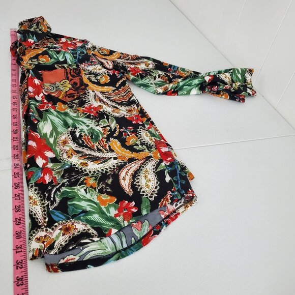 Attitudes by Renee Regular Womens Floral Print Colorful Button Up Blouse Size L - Picture 7 of 9